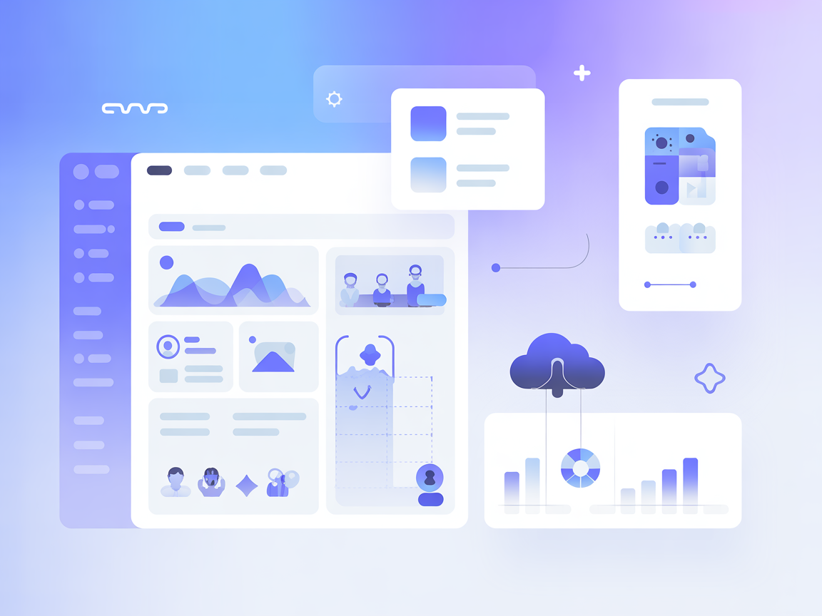 Vector graphic showing app connectors and cloud integration