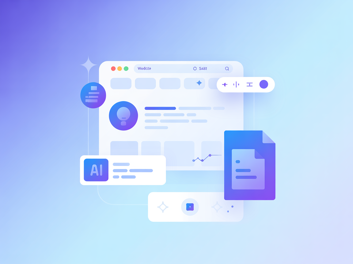 Minimalist SaaS vector showing AI, browser, and document icons