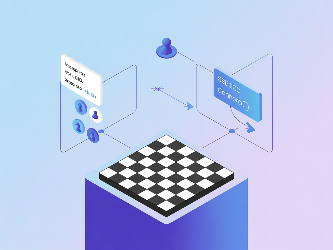 Minimalist illustration of SSE and stdio transports with chess and connection icons