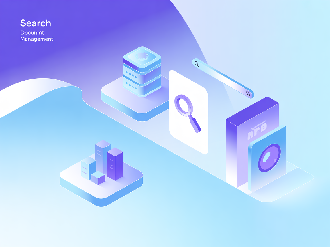 Minimalist illustration representing a document search server with API and Lucene technology