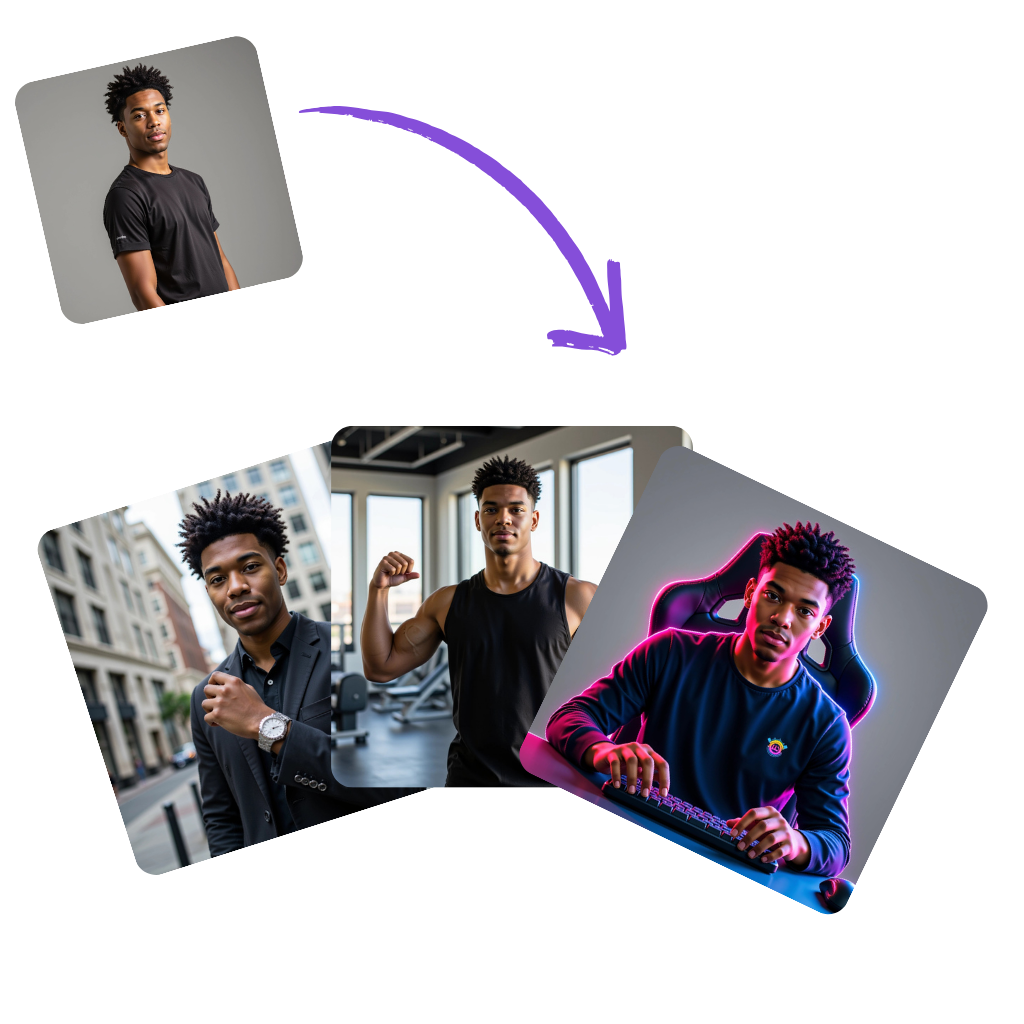 Examples of AI avatars generated with Photomatic