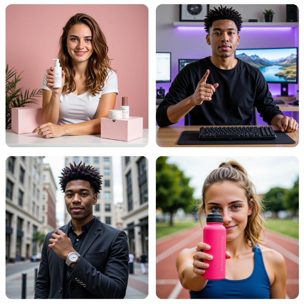 Examples of influencer photos generated with Photomatic