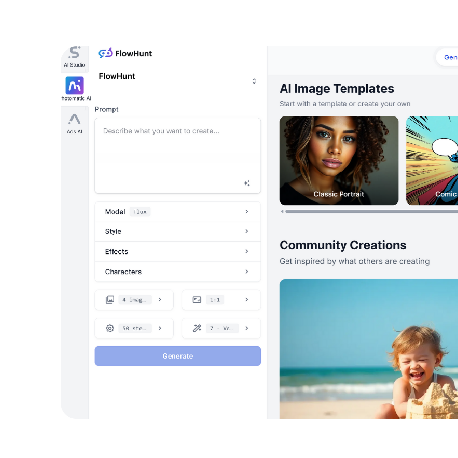 Screenshot of Photomatic AI interface