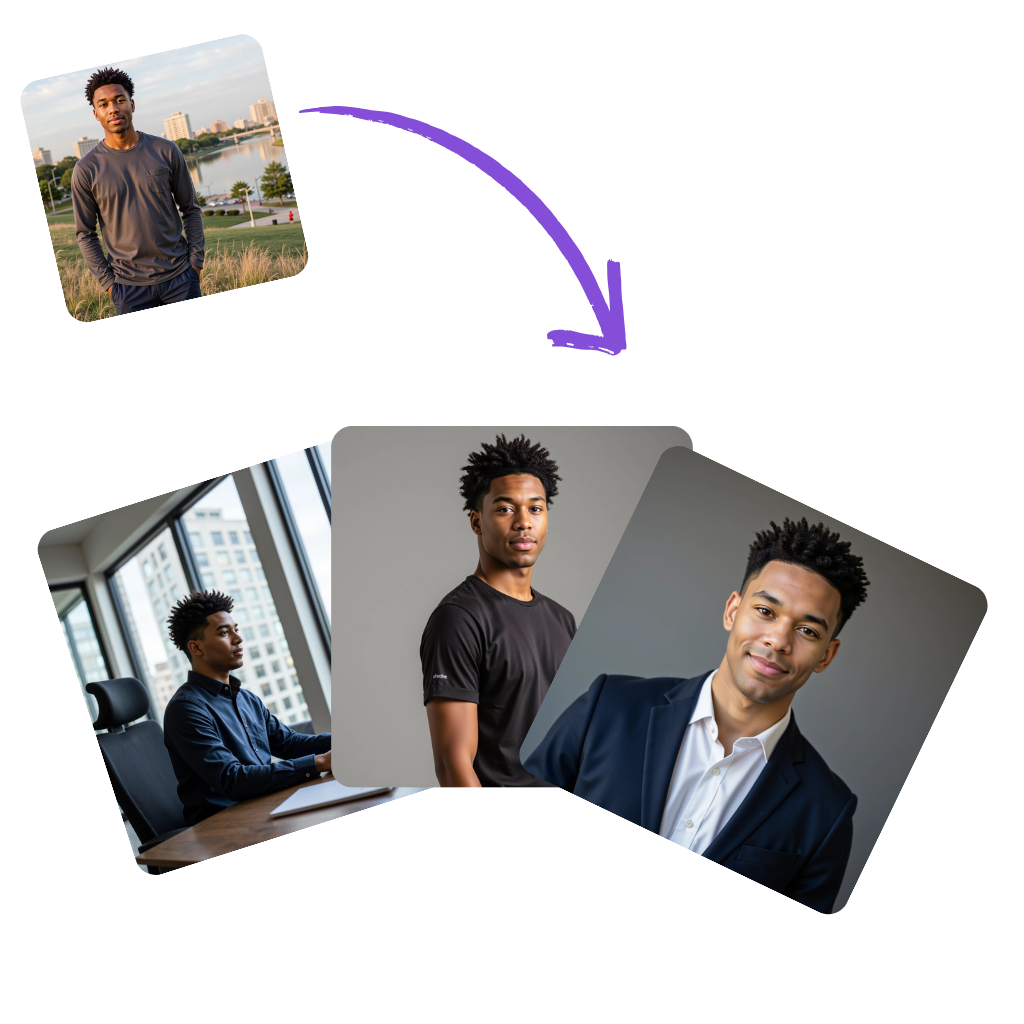 Examples of profesional headshots generated with Photomatic