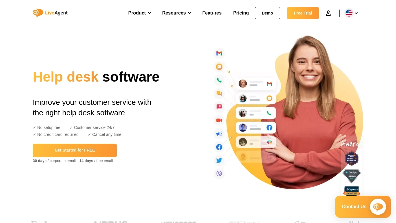 Screenshot of a LiveAgent.com webpage