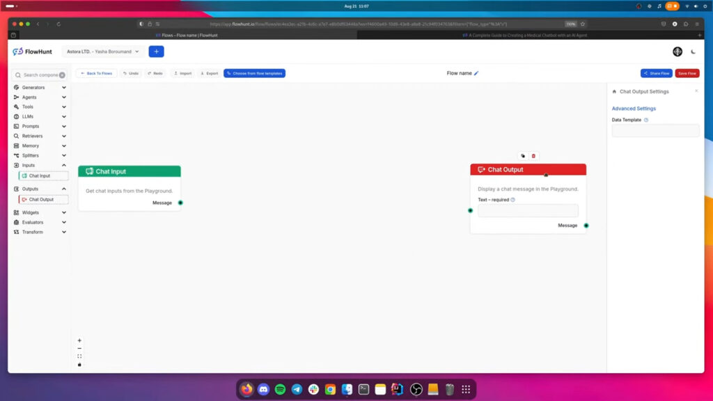 FlowHunt canvas setup for AI Conclusion Generator