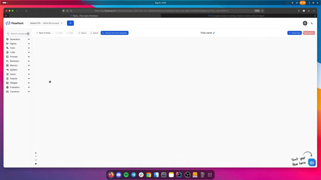 Setting up the flow in FlowHunt