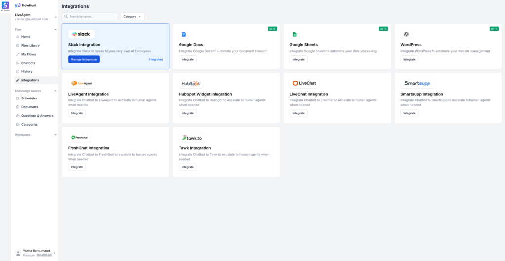 FlowHunt Integrations