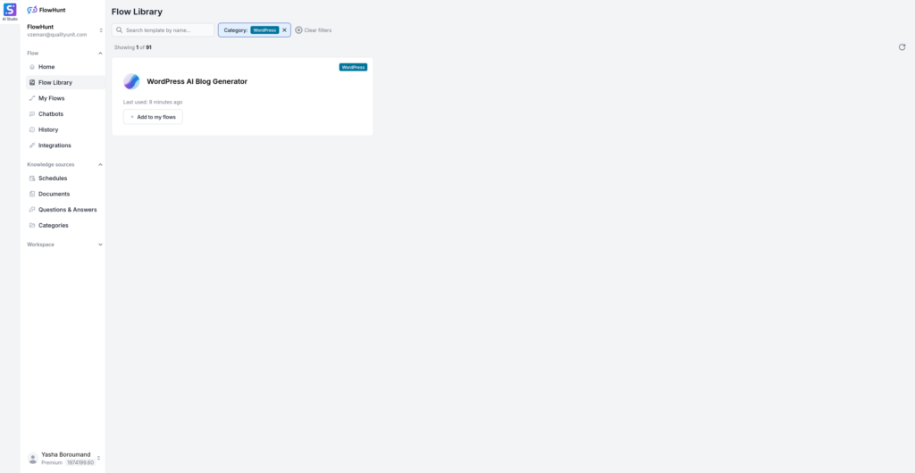 Select WordPress Flow Category
