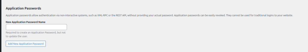 WordPress application password