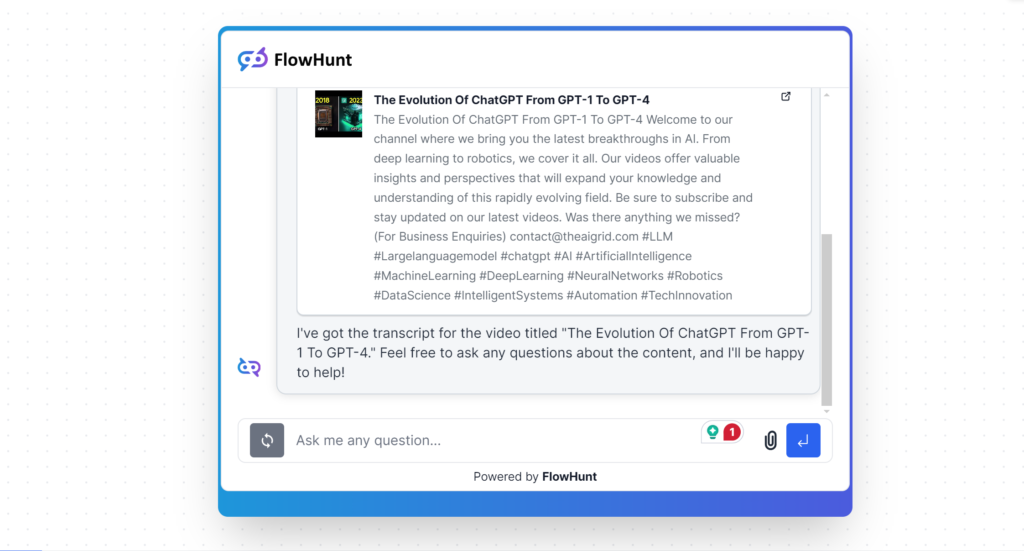 AI chatbot questions for YouTube videos