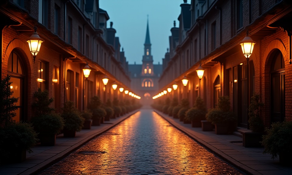 Victorian Street at Dusk AI Image