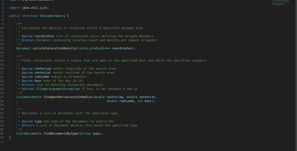 Java interface code