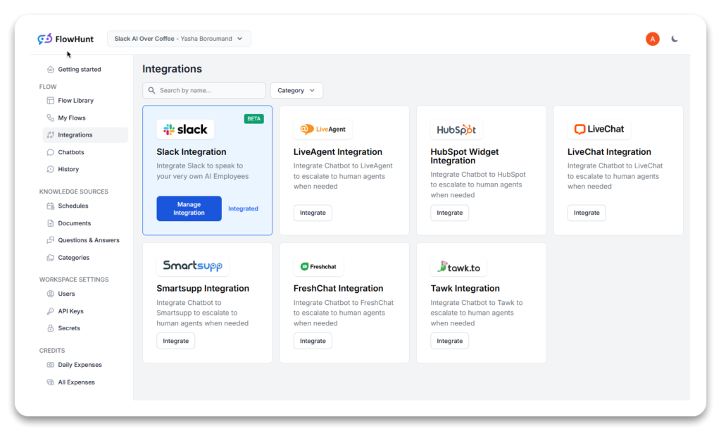 Flowhunt Slack Integration Step 1