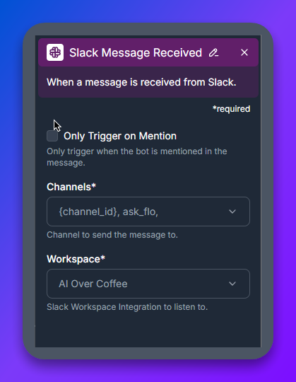 Slack Message Received Component