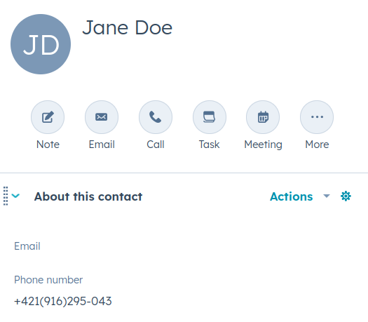 Automatically created HubSpot contact record