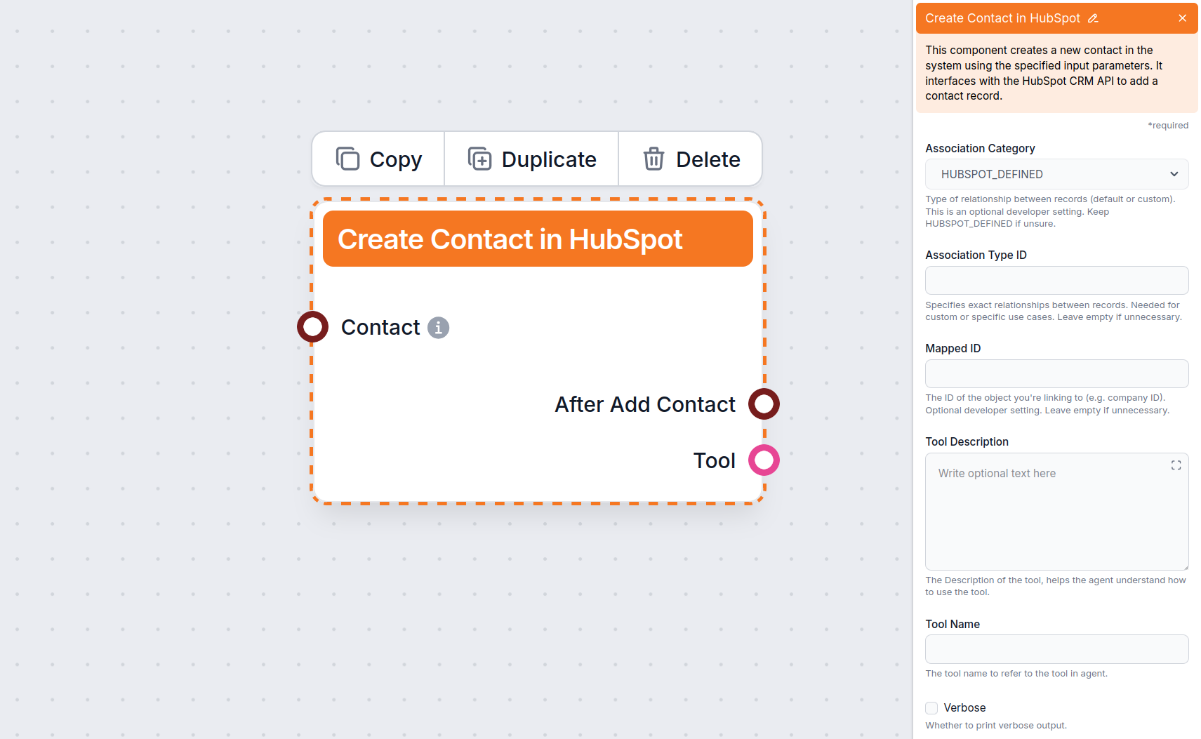 Create Contact HubSpot Settings
