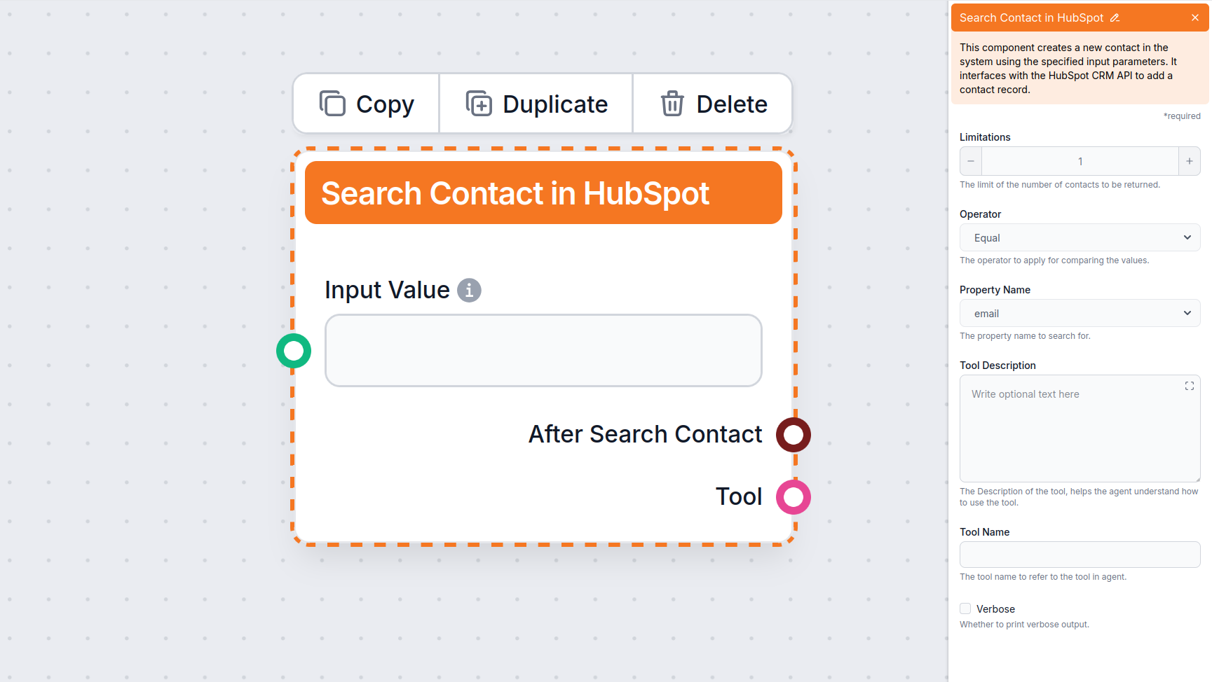 Search Contact settings screenshot