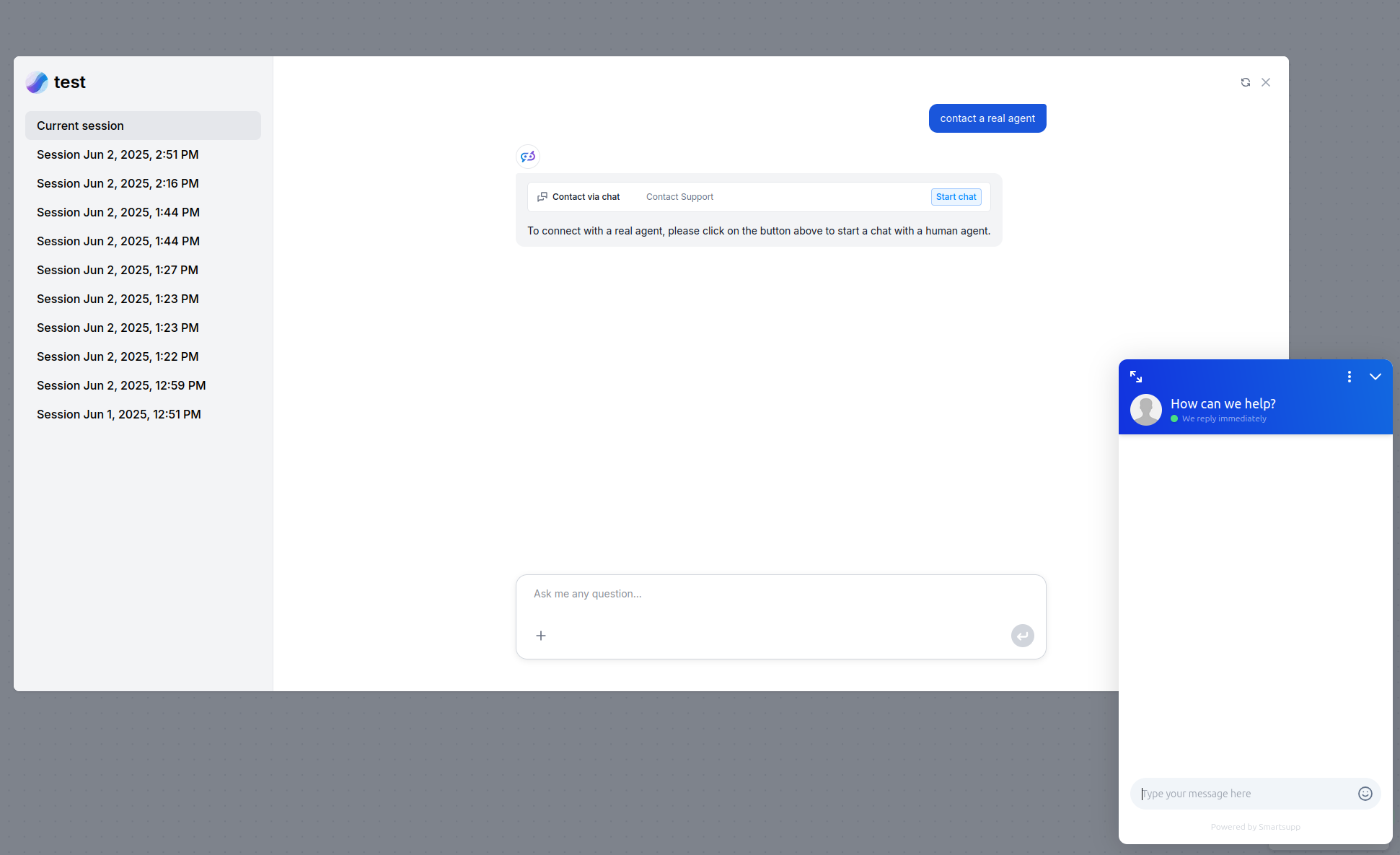 FlowHunt bot transforming into your Smartupp chat window