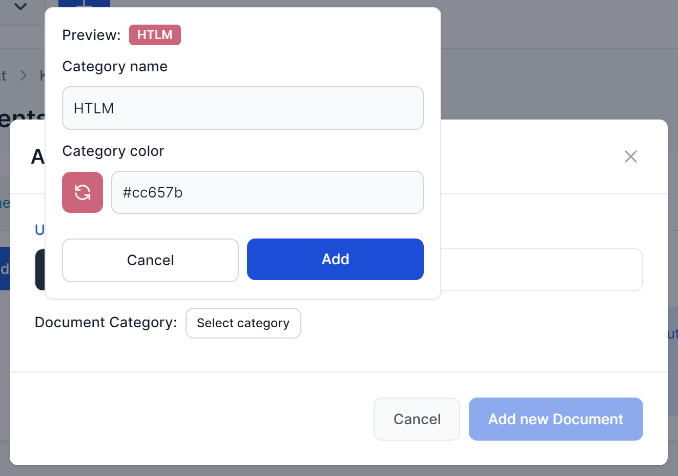 Creating new HTML category in Flowhunt's Document