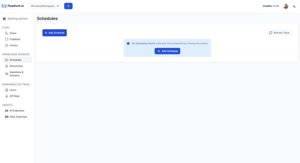 How to add Schedule in Flowhunt