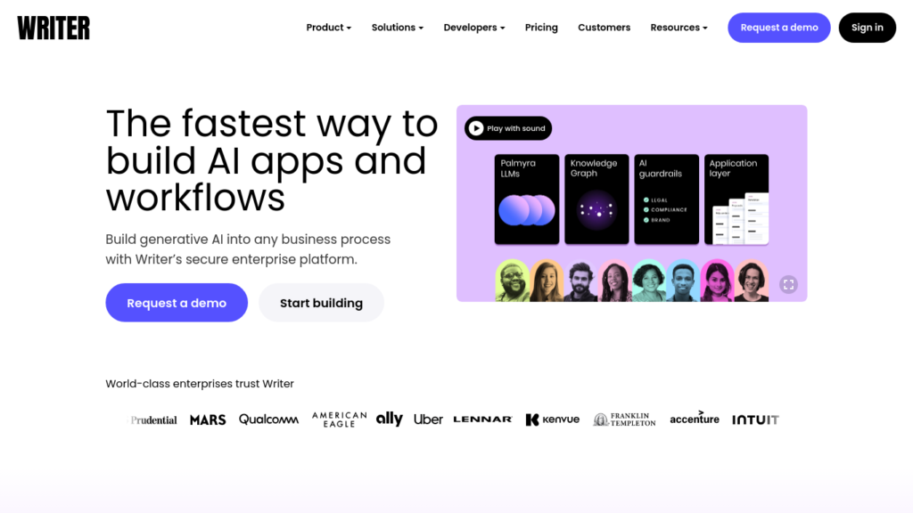 Writer AI Dashboard Screenshot