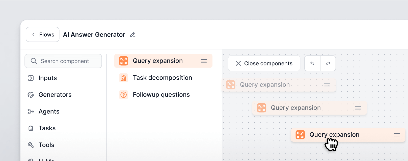 FlowHunt builder visivo drag and drop
