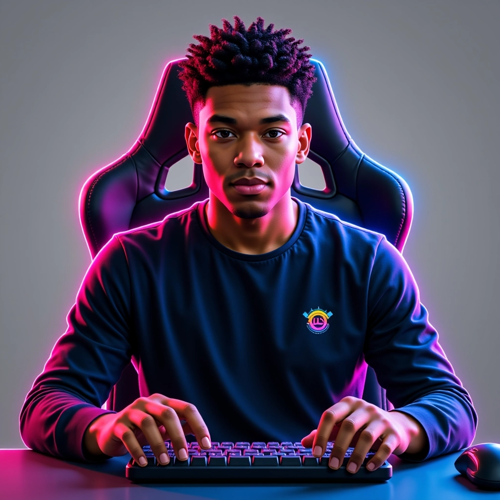 KI-generierter Gamer-Avatar eines jungen Schwarzen