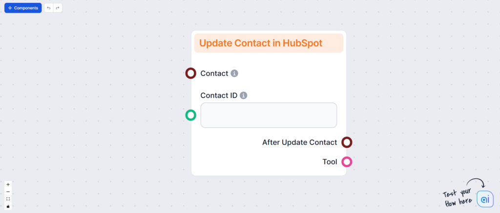 The Update Contact in HubSpot component
